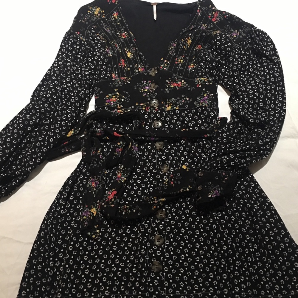 Free people floral long sleeve dress